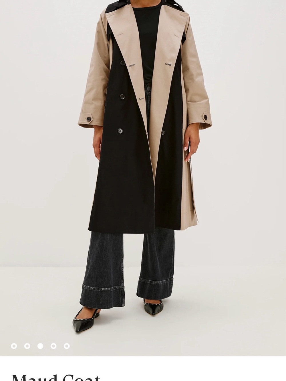 Rails Two-Tone Black and Beige Trench Coat